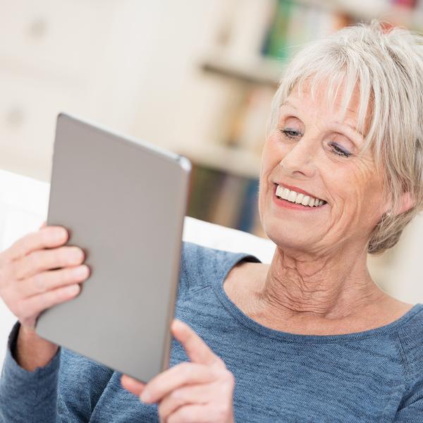 Woman holding tablet